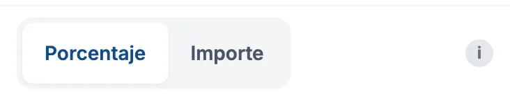Pestañas «Porcentaje» e «Importe»