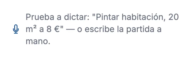 Línea «Prueba a dictar» con el micrófono